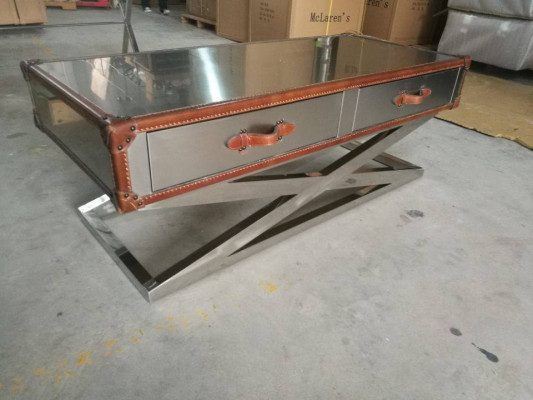 Table basse vintage Table de salon Tables Table en aluminium Table basse Aviator