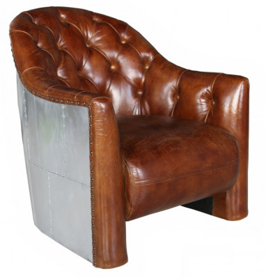 Aviateur Chesterfield fauteuil vintage en cuir fauteuil de salon fauteuil de cocktail vintage