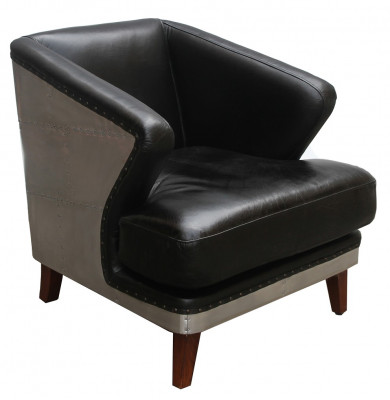 Fauteuil de club en cuir noir Chaise en cuir fauteuil vintage Mobilier Relax