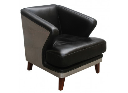 Fauteuil de club en cuir noir Chaise en cuir fauteuil vintage Mobilier Relax