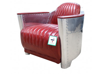 Véritable fauteuil en aluminium en cuir cognac, fauteuil d'aviateur neuf