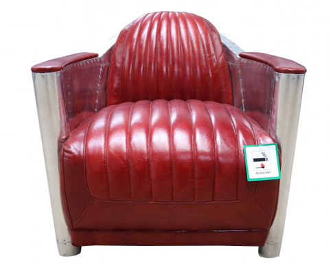 Véritable fauteuil en aluminium en cuir cognac, fauteuil d'aviateur neuf
