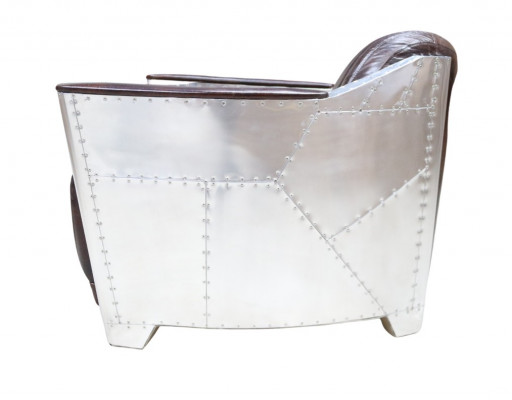 Conception de chaise en cuir véritable de style vintage, chaise design fauteuil en cuir d'aviateur en chrome.