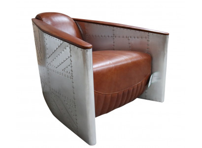Canapé fauteuil en cuir véritable Canapé club Lounge Aviateur Vintage Avion en aluminium Rétro
