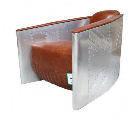 Canapé fauteuil en cuir véritable Canapé club Lounge Aviateur Vintage Avion en aluminium Rétro