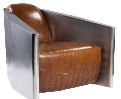 Canapé club design rétro en cuir véritable marron vintage