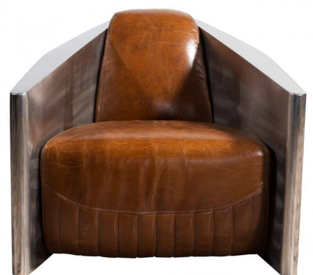 Canapé club design rétro en cuir véritable marron vintage