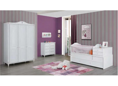 Chambre d'enfant Ensemble de 3 pièces Armoire Commode Meubles de chambre de jeunes