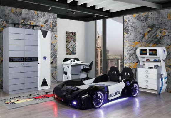 Lit d'enfants Course de voiture Mobilier de chambre pour enfants Lit de voiture
