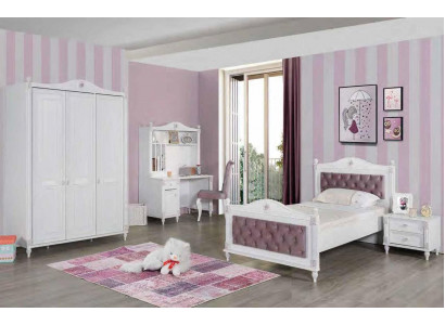 Salle de jeunes Lits Table de chevet Armoire Bureau Ensemble de chambre à coucher 4 pièces