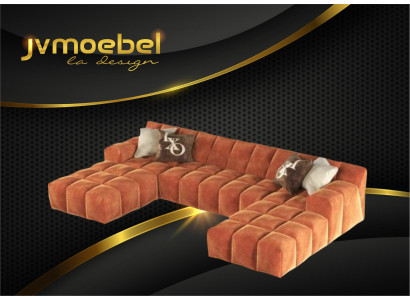 Canapé d'angle moderne en velours Chesterfield design en forme de U pour le salon, rembourré, nouveau