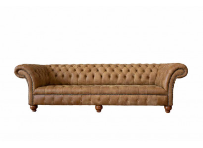 Canapé 4 places Chesterfield Revêtement Salon Design Luxueux Bois Neuf