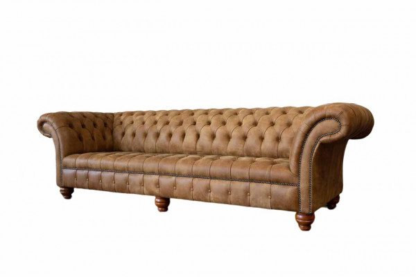 Canapé 4 places Chesterfield Revêtement Salon Design Luxueux Bois Neuf