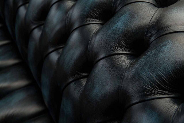Canapé classique 3 places en tissu en cuir bleu Chesterfield
