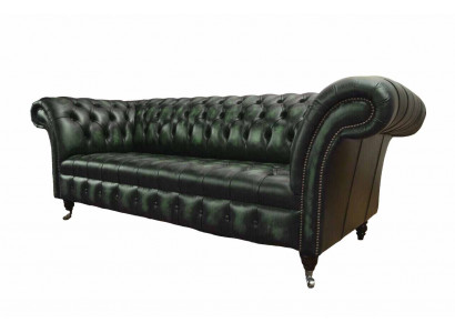 Canapé Chesterfield Upholstery canapé 3 places Chesterfield Cuir Vert neuf