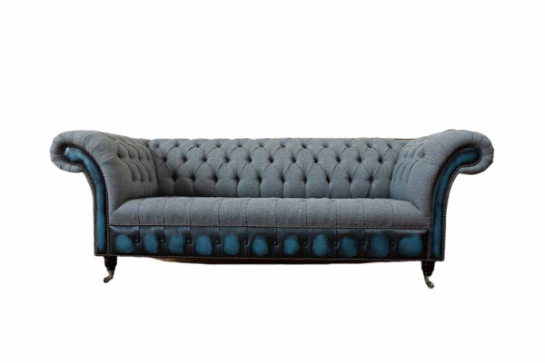 Canapé Chesterfield Tissu Designer Canapés Canapé Suite Trois Places Gris