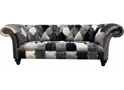 Canapé en velours luxueux au design Chesterfield avec des carreaux colorés