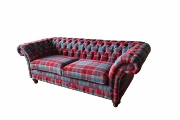 Chesterfield Moderne 3-Sitzer Designer Sofa Luxus Polster Couch Stoff Textil neues