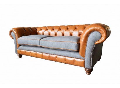 Luxueux canapé en faux cuir de design Chesterfield 3 places avec trois sièges