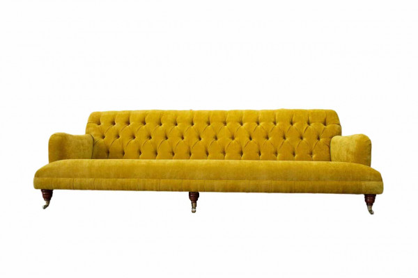 Conception Chesterfield Chesterfield Textile Jaune 5 places Canapé Rembourrage neuf