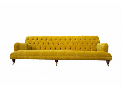 Conception Chesterfield Chesterfield Textile Jaune 5 places Canapé Rembourrage neuf