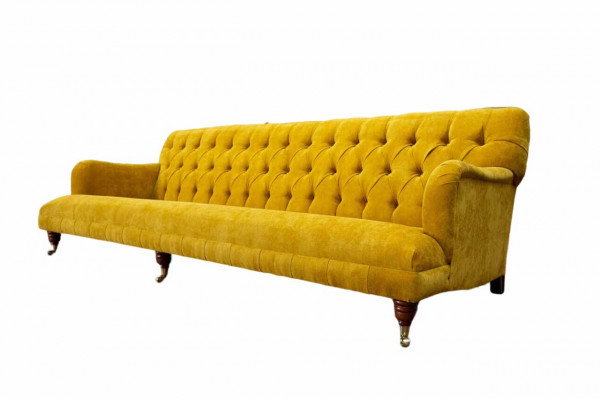 Conception Chesterfield Chesterfield Textile Jaune 5 places Canapé Rembourrage neuf