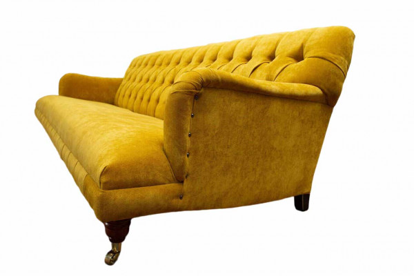 Conception Chesterfield Chesterfield Textile Jaune 5 places Canapé Rembourrage neuf