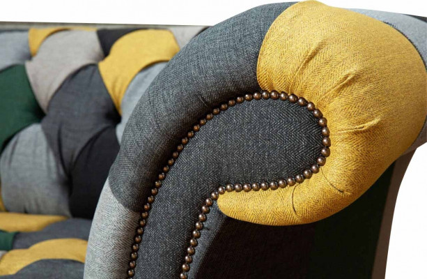 Conception classique Canapé en tissu Chesterfield 3 places Canapés Canapés Rembourrage