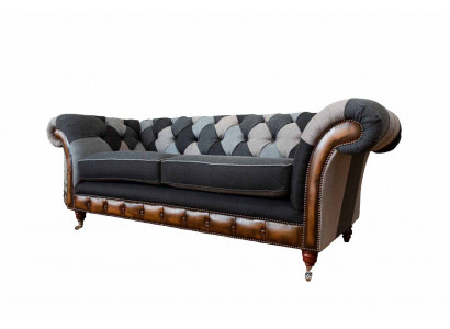 Design Fauteuil Canapé 3 places Luxe Classique Textile Chesterfield