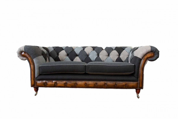 Design Fauteuil Canapé 3 places Luxe Classique Textile Chesterfield