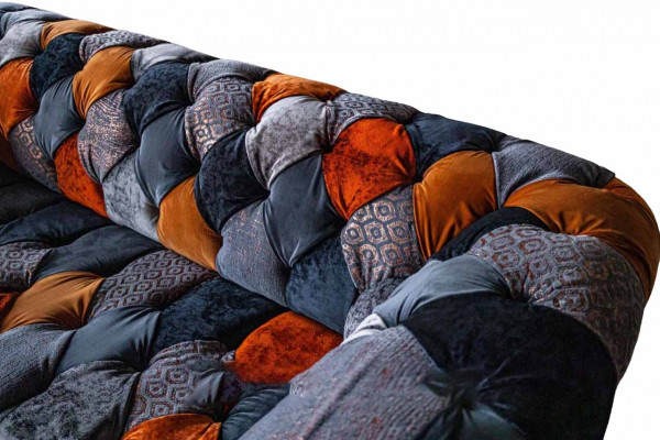 Chesterfield Canapé 3 places en velours textile de luxe Grosse assise Rembourrage en velours