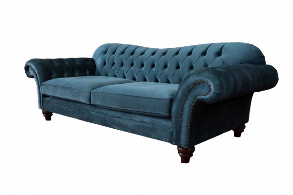 Canapé turquoise en tissu de luxe Chesterfield Canapés Bleu Rembourrage  2 places Design