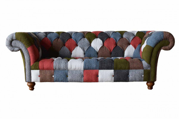 Canapé Chesterfield 3 places Siège rembourré Tissu multicolore Sofa