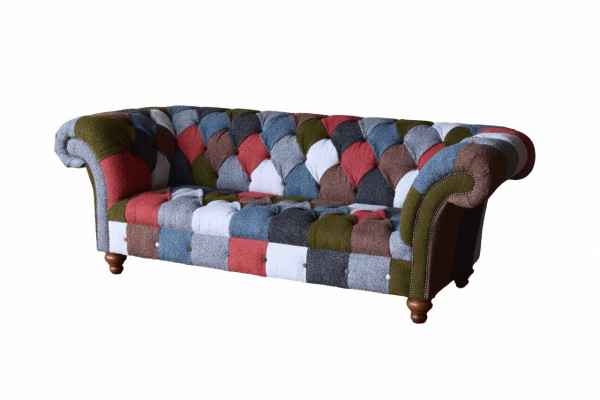 Canapé Chesterfield 3 places Siège rembourré Tissu multicolore Sofa