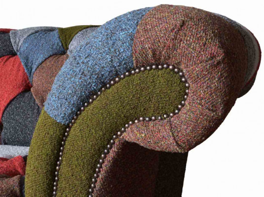 Canapé Chesterfield 3 places Siège rembourré Tissu multicolore Sofa