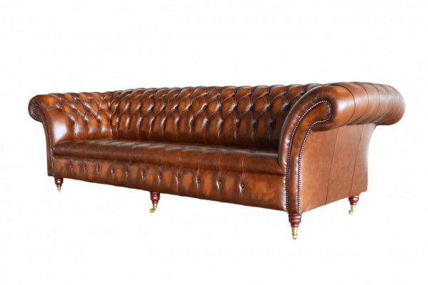 Canapé 4 places Chesterfield Design Luxury Canapé Revêtement neuf Marron