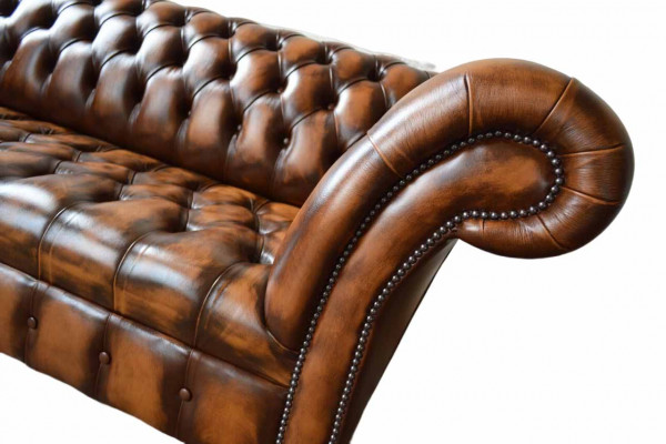 Canapé 4 places Chesterfield Design Luxury Canapé Revêtement neuf Marron