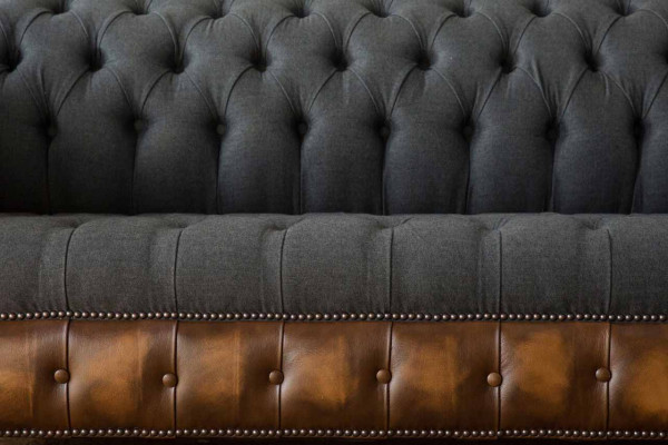 Conception canapé noir 3 places Chesterfield Tissu Canapé Rembourrage neuf