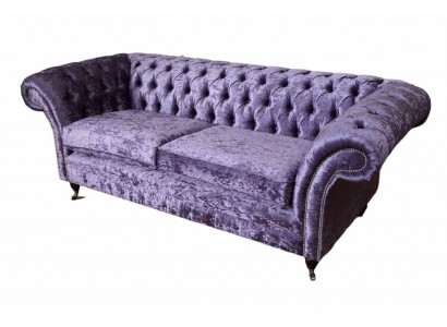 Canapé 3 places Chesterfield en tissu violet pour le salon