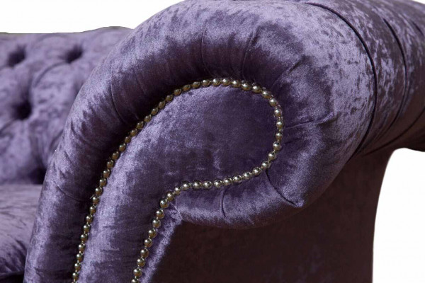 Canapé 3 places Chesterfield en tissu violet pour le salon