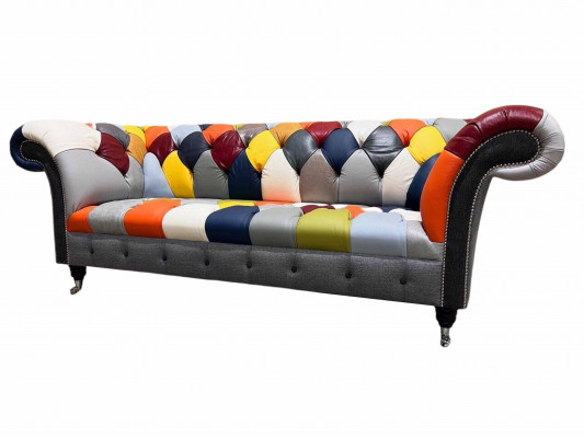 Chesterfield 3 places en tissu design Canapé Rembourrage Textile Moderne Nouveau