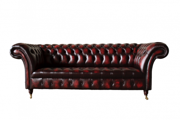 Canapé 3 places en cuir Chesterfield brun, canapé designer, sellerie de luxe, neuf.