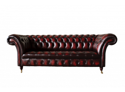 Canapé 3 places en cuir Chesterfield brun, canapé designer, sellerie de luxe, neuf.