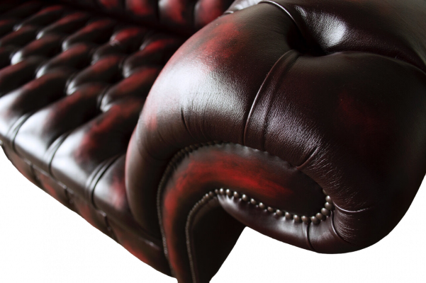 Canapé 3 places en cuir Chesterfield brun, canapé designer, sellerie de luxe, neuf.