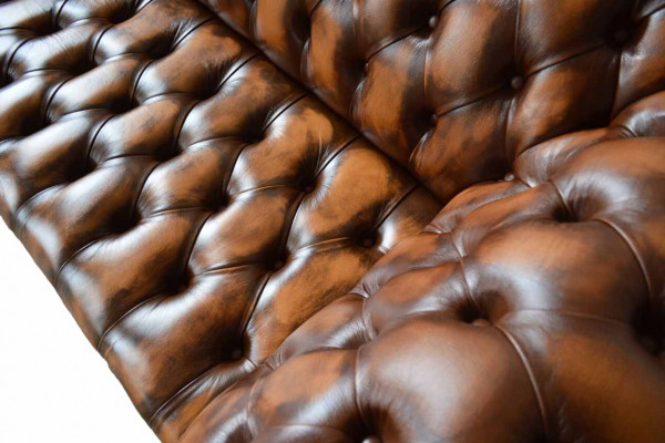 Chesterfield Canapé 3 places Canapé en cuir Canapé Rembourré Siège Canapé Marron Nouveau