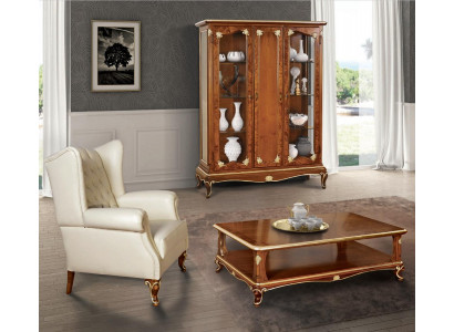 Vitrine classique Ensemble de meubles de salle de séjour Armoire avec Table basse Vitrine Italie