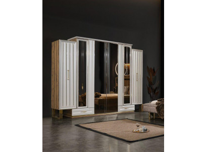 Armoire de luxe en bois avec miroir beige