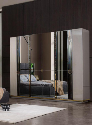 Armoire de luxe Armoire en bois avec miroir Beige