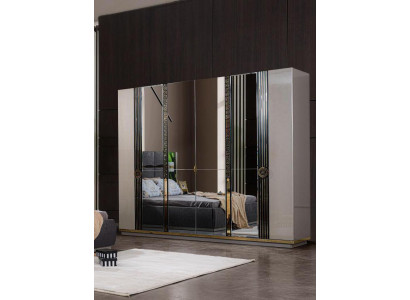Armoire de luxe Armoire en bois avec miroir Beige