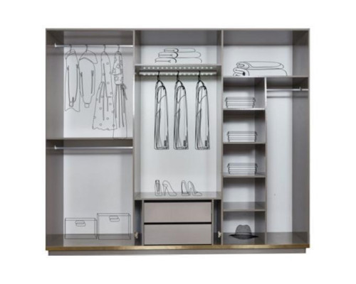 Meubles de chambre de luxe Lit double Tables de chevet Gris 4 pièces Armoire Lit